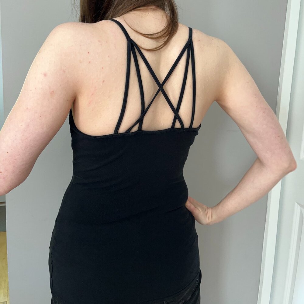 Express Black Strappy V Neck Tank